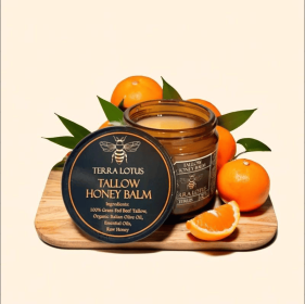 Organic Grass-Fed Beef Tallow Balm with Raw Honey - Moisturizing Cream for Soft, Smooth Skin - Handmade All-Natural Moisturizer (2 Oz, Citrus)