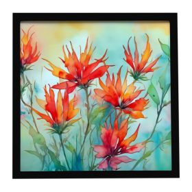 Wyoming Indian Paintbrush in Watercolor Framed Metal Print Bathroom, Kitchen, Office, Home Decor Wall Art Ready to Hang, Square, 8X8