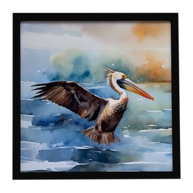 Pelican Framed Metal Print Bathroom, Kitchen, Office, Home Decor Wall Art Ready to Hang, Square, 8X8