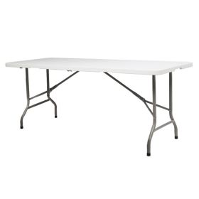 Folding Table 6ft Heavy Duty Portable Table Indoor Outdoor With Parties, Camping & BBQs, Folds In Half For Easy Storage, No Assembly Required (Option: white)