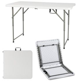 4 FT Folding Camping Table Plastic Picnic Table Office Table For Parties Wedding Camping Office With Carrying Handle (Option: white)