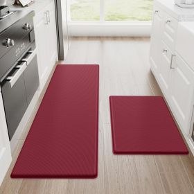 Kitchen Mats, 2PCS Kitchen Rugs, Cushioned Anti Fatigue Kitchen Mats for Floor, Non-Slip Standing Desk Mat, Waterproof Kitchen Rug Set for Kitche (Material: Polyvinyl Chloride)
