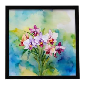 Orchids in Watercolor Framed Metal Print Bathroom, Kitchen, Office, Home Decor Wall Art Ready to Hang, Square, 8X8 (Default: Default)